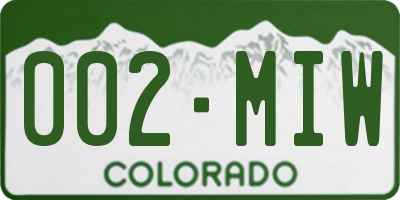 CO license plate 002MIW