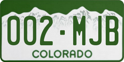 CO license plate 002MJB