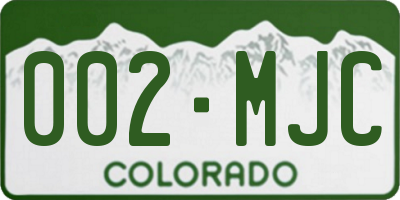 CO license plate 002MJC