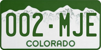 CO license plate 002MJE
