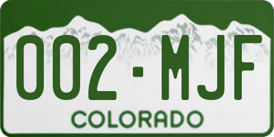 CO license plate 002MJF