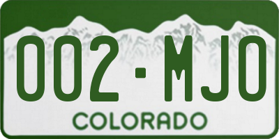 CO license plate 002MJO
