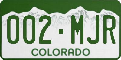 CO license plate 002MJR