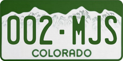 CO license plate 002MJS