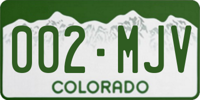 CO license plate 002MJV