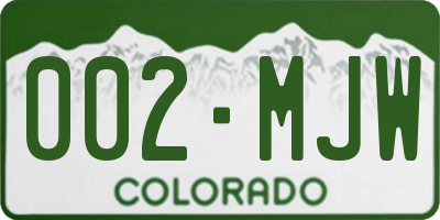 CO license plate 002MJW