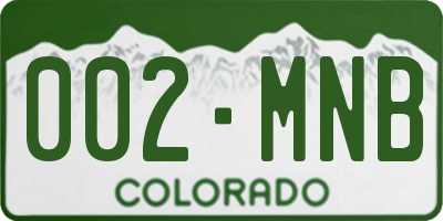 CO license plate 002MNB
