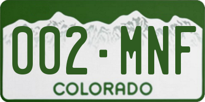 CO license plate 002MNF