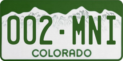 CO license plate 002MNI