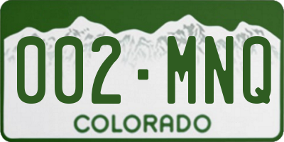 CO license plate 002MNQ