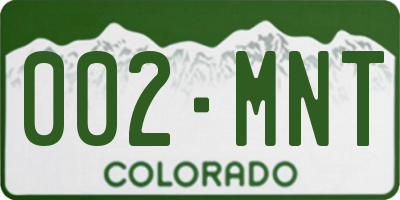 CO license plate 002MNT