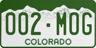 CO license plate 002MOG