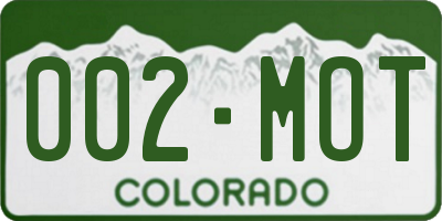 CO license plate 002MOT