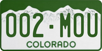 CO license plate 002MOU
