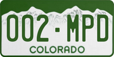 CO license plate 002MPD
