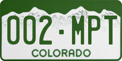 CO license plate 002MPT