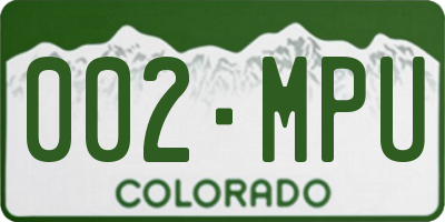 CO license plate 002MPU