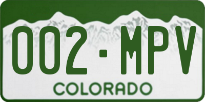 CO license plate 002MPV