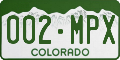 CO license plate 002MPX