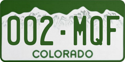 CO license plate 002MQF