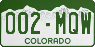 CO license plate 002MQW