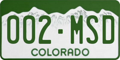 CO license plate 002MSD