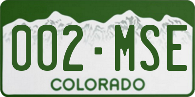 CO license plate 002MSE
