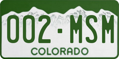 CO license plate 002MSM
