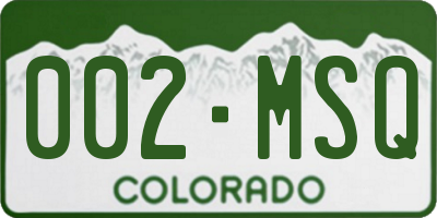 CO license plate 002MSQ