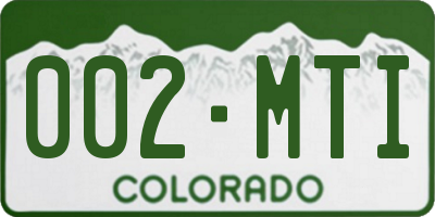 CO license plate 002MTI