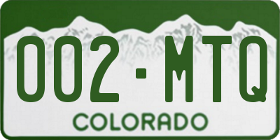 CO license plate 002MTQ
