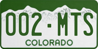 CO license plate 002MTS