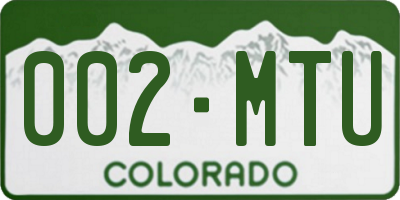 CO license plate 002MTU