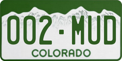 CO license plate 002MUD