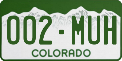 CO license plate 002MUH