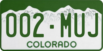 CO license plate 002MUJ