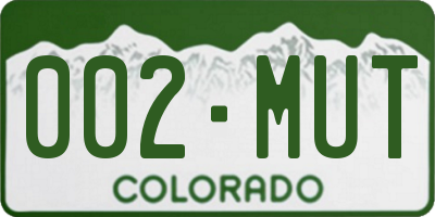 CO license plate 002MUT