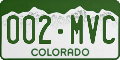 CO license plate 002MVC