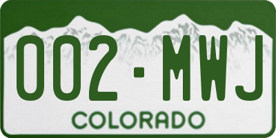 CO license plate 002MWJ