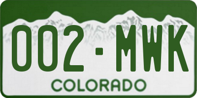 CO license plate 002MWK