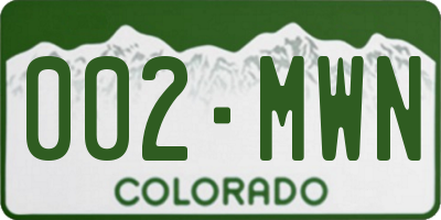 CO license plate 002MWN