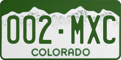 CO license plate 002MXC