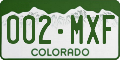 CO license plate 002MXF