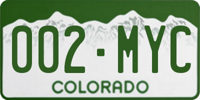 CO license plate 002MYC
