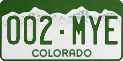 CO license plate 002MYE