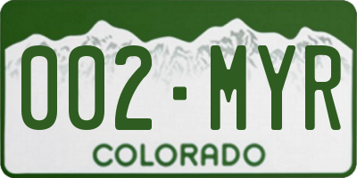 CO license plate 002MYR