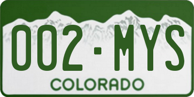 CO license plate 002MYS