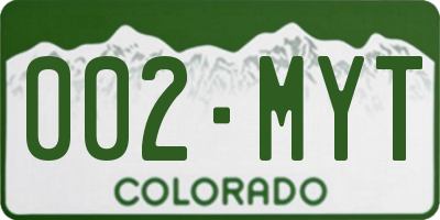 CO license plate 002MYT
