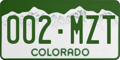CO license plate 002MZT