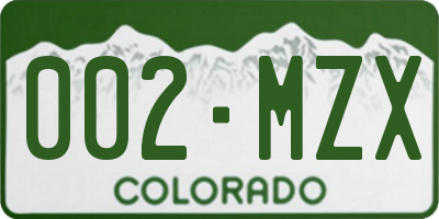 CO license plate 002MZX